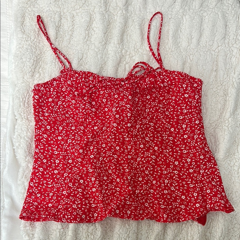 Zara Red Tank Top with Elegant Design